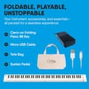 Carry-on 88 Key White Portable Folding Digital Piano by Blackstar USB MIDI Controller with Rechargeable Battery - 5
