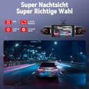 360° Dashcam Auto Vorne Hinten 4 Kanal Dash Cam Auto Kamera FHD 4K+1080Px3,4×140° Weitwinkel,WDR-Nachtsicht (8 IR-LEDs), 3" IPS Display,G-Sensor,24/7 Parkmodus,Loop-Aufnahme, inkl. 64GB SD-Karte, App - 4