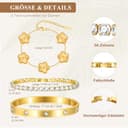 3 Stück Vergoldet Kleeblatt Armband Damen - Kristallen Tennis Armband 6mm Breit Cubic Zirkonia Armreif für Frauen, Wasserfester Tennisarmband mit Edelstahl Armbänder Set Geschenke für Damen, Gold - 4