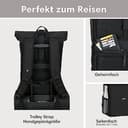 LARKSON Rucksack Damen Herren Beige - No 4 - Rolltop Backpack mit Laptopfach Uni, Arbeit & Fahrrad - Großer Reiserucksack - Wasserabweisend - 6