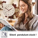 DEKORI Orologio da Parete con Pendolo – Design Gallinella in Legno, Silenzioso e Artigianale, per Cucina Rustica o Casa, 27x32 cm - 2