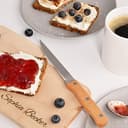 LOOXIS Personalisiertes Frühstücksbrettchen mit Messer, Wunsch-Name + Text graviert – Geschenk-Idee Geburtstag, Vatertag, Muttertag, Frauen und Männer – Erlen-Holz, Vesperbrett, 26x15cm - 9