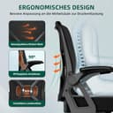 Airchros Bürostuhl Ergonomisch,Schreibtischstuhl mit Hochklappbaren Armlehnen,Einstellbare Lendenstütze,Höhenverstellbarer Chefsessel Drehstuhl,Netzstuhl mit Wippfunktion bis 125°,Schwarz - 4