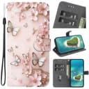 BLOTECH Wallet Case for Realme GT Neo6 PU Leather 3D Effect Pink Butterfly Flowers Cover Folio Painting Magnetic Flip Travel Protective Elegant Flip Painting for Realme GT Neo6 - 2