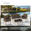tectake® Conjunto Jardin Exterior de Ratán, Muebles Jardin Exterior para 4 Personas, Muebles Terraza con Mesa de Vidrio, Sofa Exterior y Sillas con Cojines Lavables, Sillon Cómodo - Natural - 4