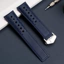 FOUUA 22mm Leder-Uhrenarmband für TAG Heuer Monaco, Carrera, Aquarace - Echtleder blau-schwarz - 3