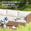 PHI VILLA Rattan Gartenmöbel Set Balkonmöbel 6 Personen, Lounge Möbel Outdoor Gartenlounge Gartensofa mit 1 Chaise Longue, 1 Zweisitzer-Sofa, 1 Ottomane, 1 Einzelsofa und 1 Couchtisch, Beige - 2