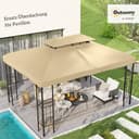 Outsunny Ersatzdach für Pavillon 3 x 4 m wasserabweisend Pavillondach mit Doppeldach Ersatzbezug für Gartenpavillon Ersatzteile aus Polyestet-Stoff Beige - 2