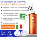 Siero Viso Antirughe 5 Acidi Ialuronici 100ml BIO | Idratante, Illuminante, Levigante | con Vitamina C, Niacinamide, Hexapeptide-8 & Rosa Damascena | AIAB Certificato, Nickel Tested | Made in Italy - 2