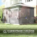 Outsunny Pavillon 4x3 m Stabil Winterfest Gartenpavillon mit Doppeldach 6 Seitenteile Ablauflöcher, Garten Pavillon aus Metall, für Garten, Terrasse, Dunkelgrau - 5