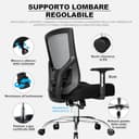 MELOKEA XXL Sedia da Ufficio Ergonomica per Persone Robuste, 200kg Portata con Ruote in Gomma, Schienale Alto, Extra Larga con Seduta Ultra-Spessa 14cm Big & Tall, Sedia da Gioco - 6