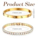 LACHT 2 Stück Armband Damen Gold-17 Cm Kristallen Tennis Armband 6Mm Breit Cubic Zirkonia Armreif Für Frauen, Wasserfester Tennisarmband Mit Edelstahl Armbänder Set Geschenke Für Damen - 2