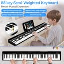 TERENCE Folding Keyboard Piano 88-key piano keyboard with Z-stand Portable semi-weighted keyboard 10W speaker Built-in recording function Bluetooth MIDI interface Suitable for children and adults - 3