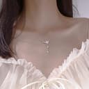 925 Silber Muschel Kirschblüte Lange Quaste Halskette für Frauen Temperament Herz Schlüsselbein Kette Halskette Frauen - 7