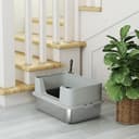 PawHut Arenero para Gatos de Acero Inoxidable XL Caja de Arena para Gatos Arenero con Borde Alto Pala Fácil de Limpiar Prueba de Fugas 60x40x29,5 cm Gris - 9