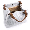 FIRENZE ARTEGIANI.Bolso de mujer piel auténtica.Bolso Tote cuero genuino grabado Serpiente.Asa hombro y correa bandolera. MADE IN ITALY. VERA PELLE ITALIANA. 33x29x17 cm. Color: Blanco - 6
