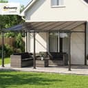 Outsunny Pergola Addossata 4x3m con Tetto in Policarbonato, Gazebo Pergolato da Giardino in Metallo e Alluminio con Viti, per Esterno, Terrazza e Patio, Protezione UV, Marrone - 2