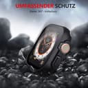 Misxi 2 Stück Hard Hülle mit Glas Displayschutz Kompatibel mit Apple Watch Ultra 3 (2025)/ Ultra 2 / Ultra 49mm, Kratzfest PC Rundum Schutzhülle Ultradünnes Schutz Case mit Tasten für iWatch, Schwarz - 3