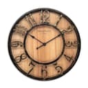K&L Wall Art große Vintage Wanduhr industrielle Landhaus Wanduhren Holz-Metalloptik ohne Tickgeräusch lautlose Uhr (Farmhouse Brown, Ø 50cm) - 1