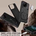 HARUINO Case for Asus ROG Phone 8 Pro, ROG Phone 8 Protective Cover Military Armour Protection with Stand Foldable Lens Cover Heavy Duty Shockproof Bumper TPU Silicone Shell, Black - 2