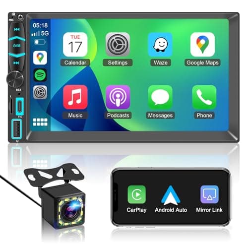 Autoradio 2 DIN Bluetooth con CarPlay Wireless & Android Auto,7 Pollici Touchscreen Stereo Bluetooth con Schermo, Radio con Mirror Link/AM/FM/RDS/Type-C, Supporta Telecamera Posteriore,AirPlay