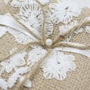 letuxaamz Almohada de Anillo Yute Encaje - 15 * 15 cm Almohada de Anillo de Boda Vintage, Compromiso Boda para Anillo con Lazo de Satén Ringkissen Wedding Ring Pillow Juego de Accesorio para Bodas. - 3