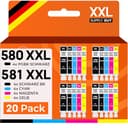 Supply Guy 580XXL 581XXL Druckerpatronen kompatibel mit Canon 580 581 Patronen passend für Pixma TR8550 TS705 TS705a TS6350 TS6350a TS6351 TS6351a TS6300 TS9550 Multipack 20x PGI-580 CLI-581 Patronen - 1