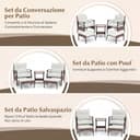 COSTWAY Set di 5 Mobili da Giardino in Rattan, Set Mobili da Esterno con Sedie Poggiapiedi Cuscini e Tavolino in Vetro Temperato a 2 Livelli, Set Conversazione per Portico e Balcone (Beige) - 4