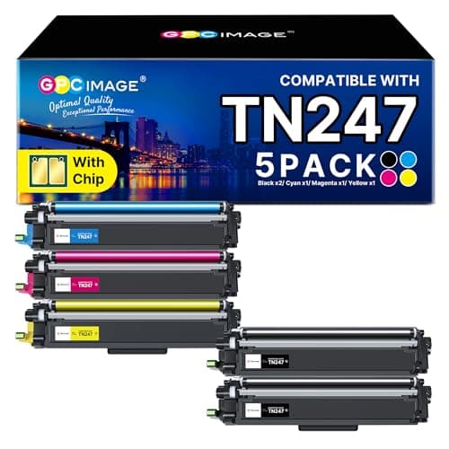 Pack of 5 TN247 Compatible with Brother TN-243CMYK Toner Brother MFC L3750CDW DCP-L3550CDW Toner MFC-L3750CDW MFC-L3770CDW TN247 TN243 TN243CMYK HL-L3210CW HL-L3230CDW MFC-L3230CDW MFC-L330CDW