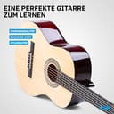 MAX SoloArt - 4/4 Akustik Gitarre für Anfänger Einsteiger Erwachsene - Akustikgitarre inkl. Tasche, Stimmgerät, Plektrum, Gurt und Zubehör - Acoustic Guitar, Konzertgitarre in Naturholz - 3