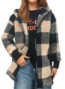Ranphee Teddy Fleecejacke Damen mit Kapuze Warme Karierte Teddyfell Jacke 2026 Herbst Elegant Vintage Plüschmantel - 1