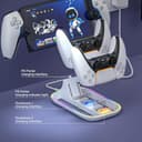 HEATFUN PS Portal Charging Dock Station - 3-in-1 Charger for Playstation 5 Portal & Dual PS5 Controllers, RGB Light Accessories Stand - White Display Base with Type-C Cable for Gaming Setup - 4