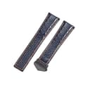 ROUHO 22mm Atmungsaktives Echtleder Uhrenarmband Schweißfestes Ersatz Uhr Band für Tag Heuer Carrera Heritage Chronograph 6-Blau + Schwarz - 1