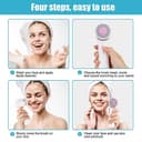 MYCARBON Cepillo Limpiador Facial Eléctrico 2500 mAh Recargable Masajeador Eléctrico Limpiador 2 Modos 360° Rotación Cepillo Facial 2 Velocidades 2 Repuesto IPX7 Impermeable FCD4 Blanco - 7