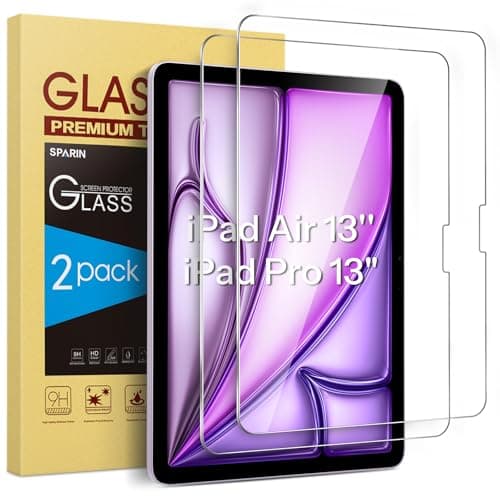SPARIN Panzer Schutz Glas für iPad Air 13 Zoll (2026 M4/2025 M3/2024 M2) und iPad Pro 13 Zoll M5 2025/M4 2024, 2 Stück Schutzfolie für iPad 13"（Nicht für 11 Zoll）, 9H Härte Schutzglas