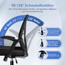 Hinonde Bürostuhl,Schreibtischstuhl mit Hochklappbare Armlehnen und Wippfunktion,360°Drehstuhl,Höhenverstellbarer Bürostuhl ergonomisch Home Office Stuhl mit Atmungsaktivem Netz,Bis zu 150kg - 5