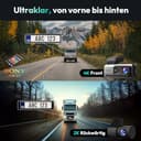 BOTSLAB Dashcam Auto Vorne Hinten 4K+2K mit GPS WiFi und Hardwire-Kit, Dash Cam Auto Kamera mit ADAS, Kostenlose 64-GB-Karte, 24/7 Parküberwachung, 2,45" IPS, Nachtsicht, WDR, 170°Weitwinkel - 2