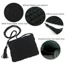 oukesin Bolso de hombro pequeño con borlas hechas a mano de macramé de algodón para mujer, 041Negro - 4