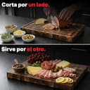 Matakumi Tabla Cortar Cocina – Hecha de Acacia Madera con Asas Laterales, Canal para Jugos y Madera de Extremo para Proteger la Cuchilla del Cuchillo – De Dos Caras (40 x 30 x 3 cm) - 6