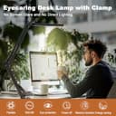 Meltrck Lampada da Scrivania LED con Morsetto, Lampada Architetto Dimmerabile con Braccio Girevole Lungo,1200LM Protezione Occhi, 5 Colori e 11 Luminosità, Lampada da Lavoro per Ufficio (Nero) - 6