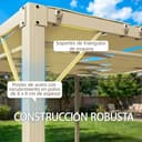 Outsunny Pérgola de Jardín 3x4 m, Cenador de Jardín con Techo Ondulado, 4 Cortinas Extraíbles, Protección UPF50+ y Estructura de Acero Resistente, Pabellón para Exterior, Patio, Terraza, Beige - 5