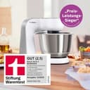 Bosch Küchenmaschine Serie 4, Edelstahl-Schüssel 3,9 L, Knethaken, Schlag- und Rührbesen Edelstahl spülmaschinenfest, Mixer 1,25 L, Durchlaufschnitzler, 3 Scheiben, 1000 W, Weiß, MUM58W20 - 4