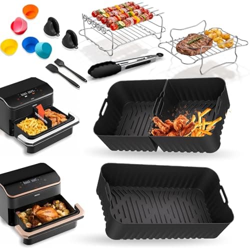 COSORI Heißluftfritteuse Zubehör für COSORI Dual Blaze TwinFry XXL 10L - COSORI Heißluftfritteuse 10L Airfryer Silikonform Zubehör(1x10L & 2x5L) - mit Grillrost, Weiteres Zubehör