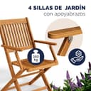 CASARIA® Conjunto Muebles Jardín Set Mesa 4 Sillas Plegable Juego Comedor 5 Piezas Madera Acacia FSC® Resistente Terraza Patio Balcón 120x70x75cm - 5