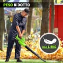 Soffiatore a Batteria con 2×2.0Ah，20V Soffiatore per foglie,ventola per foglie,leggero solo 1,4 kg,Leaf Blower 3 marce,interruttore turbo Max15000 giri/min,portata d'aria 120 km/h - 4