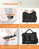 Feandrea Hundebox faltbar, Transportbox Hund, L, Hundetasche, Oxford-Gewebe, Netzstoff, atmungsaktiv tragbar transportabel, Metallrahmen, mit Griffen, Taschen, 70 x 52 x 52 cm, schwarz PDC70H - 7