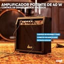 Max GigKit - Pack completo de bajo eléctrico rojo con amplificador de 40W, soporte, funda, afinador, cable y cuerdas, ideal para principiantes, práctica en casa, estudio o escuela de música. - 5