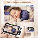Blemil Monitor para bebés con batería de 30 Horas, Monitor para bebés de vídeo de Pantalla Grande de 5 Pulgadas con cámara y Audio, visión Nocturna, lulabies, sin WiFi - 5