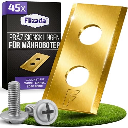 Filzada® 45x Mähroboter Messer geeignet für Worx Landroid inkl. Schrauben - Ultra scharfe Landroid Ersatzmesser - Passend für Worx, Einhell, M500 Plus, M700, LX790, 550, 1200 LCD UVM