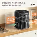 COSORI Turbo Tower Pro Airfryer, Keramikbeschichtung Heißluftfritteuse 2 Kammern, 10,8L Heissluftfritteuse mit DualBlaze, Ohne Teflon Beschichtung, Automatische Luftstrom-Regulierung - 8